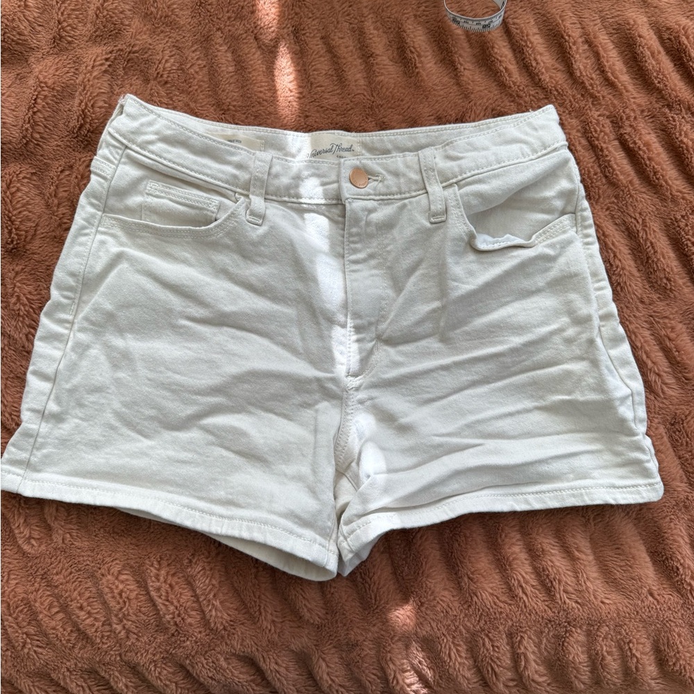 Universal Thread White Jean Shorts with Cuffed Hem